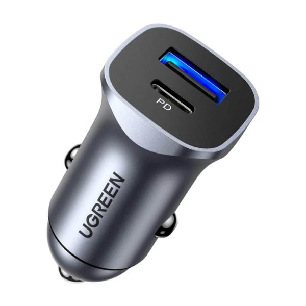 CARGADOR DE CARRO UGREEN CD130 USB-C Y USB-A 30780 GRIS