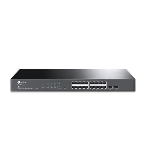 SWITCH TP LINK SG2218(UN) OMADA 16 PUERTOS RJ45 GIGABIT / 2 RANURAS SFP 10/100/1000 MBPS ADMINISTRABLE NEGRO