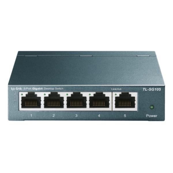 SWITCH TP LINK TL-SG105(UN) 5 PUERTOS RJ45 GIGABIT 10/100/1000 MBPS NO ADMINISTRABLE GRIS