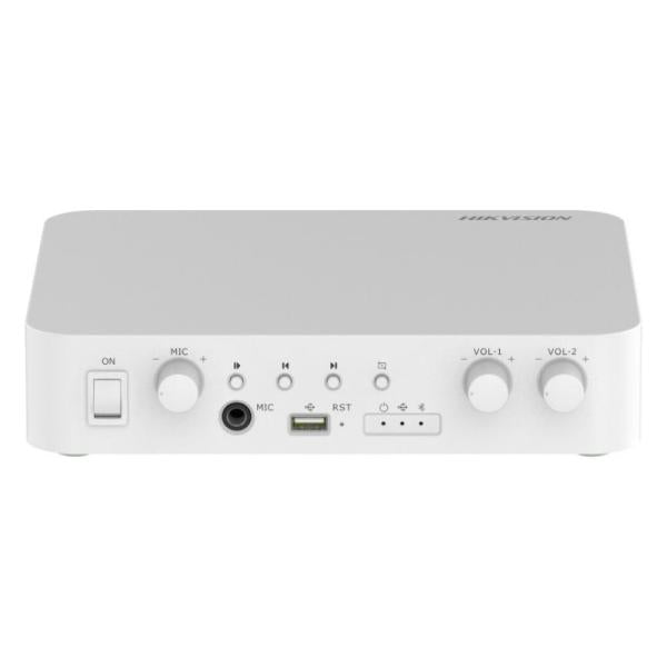 AMPLIFICADOR DE AUDIO DE RED HIKVISION DS-QAE1A80G1-VB(B) 80W BLUETOOTH USB RCA MIC 6.35MM ETHERNET 2 ZONAS 347000040 BLANCO