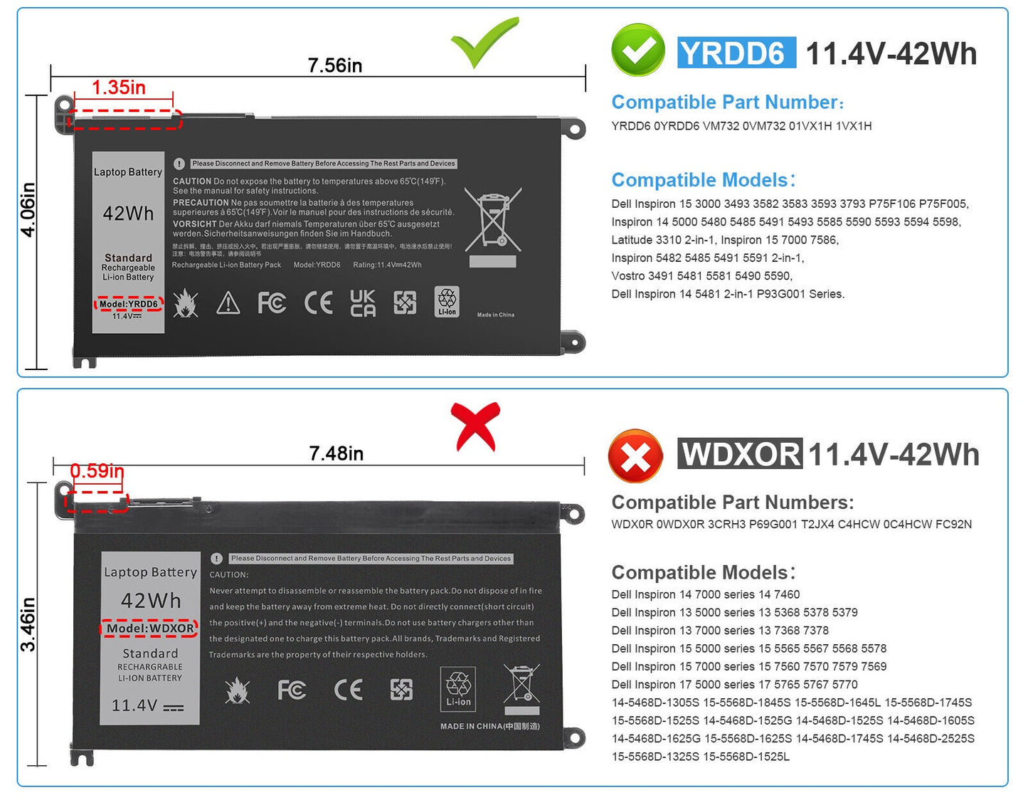 BATERIA DELL INSPIRON 3493 3582 3583 3584 3793 LATITUDE 3310 VM732 | YRDD6 | HOMOLOGADA