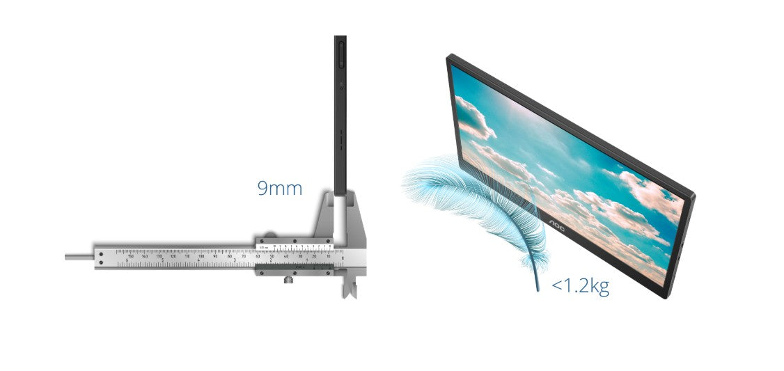 MONITOR AOC 16T2 PORTATIL | 15.6" | 1920 X 1080 PLANO | USB-C