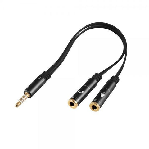 ADAPTADOR ARGOM. 3.5MM A MACHO A DUAL 3.5MM HEMBRA 6" ARG-CB-0069