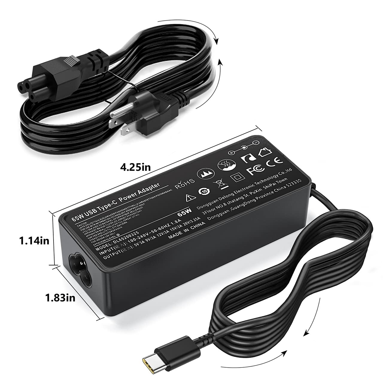 CARGADOR HOMOLOGADO IBM LENOVO 65W / 20V 15V 9V 5V / 3.25A 3A 2A / TIPO C