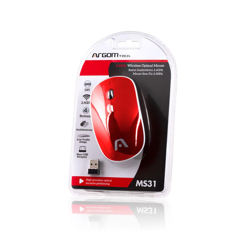 MOUSE ÓPTICO INALÁMBRICO DE 2.4 GHZ MS31 ARG-MS-0031RD