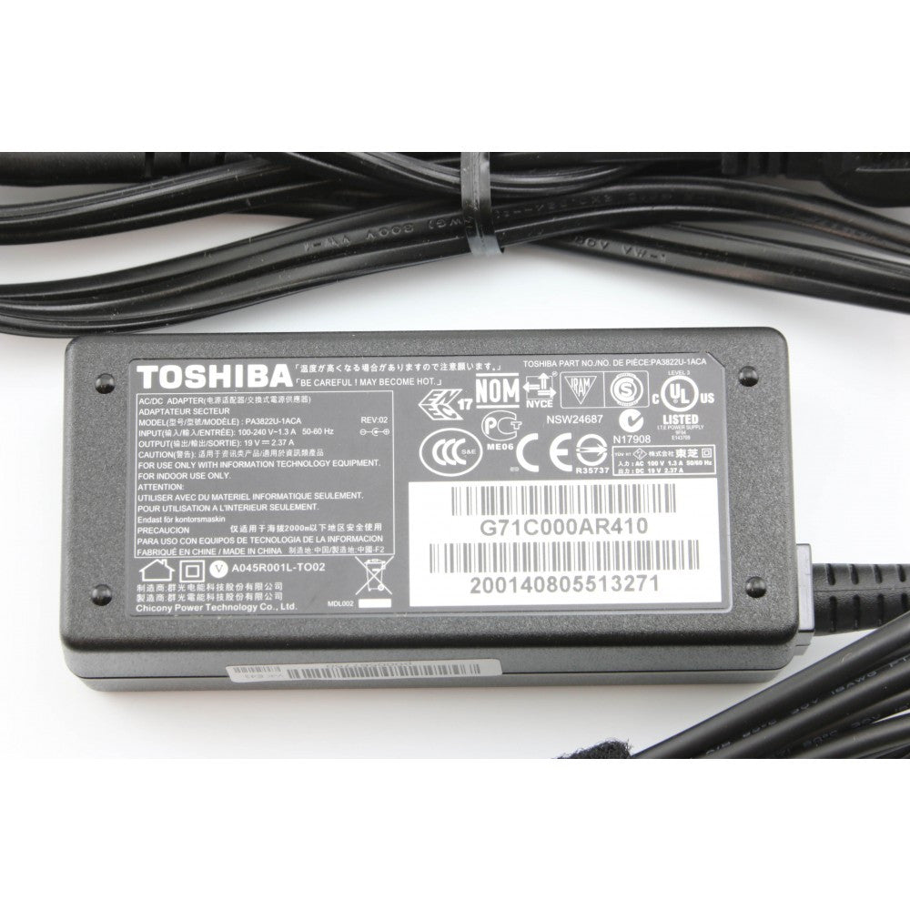 CARGADOR ORIGINAL TOSHIBA 45W / 19V / 2.37A / 5.5 x 2.5MM – Laptop CARGADOR ORIGINAL TOSHIBA 45W / 19V / 2.37A / 5.5 x 2.5MM – Laptop