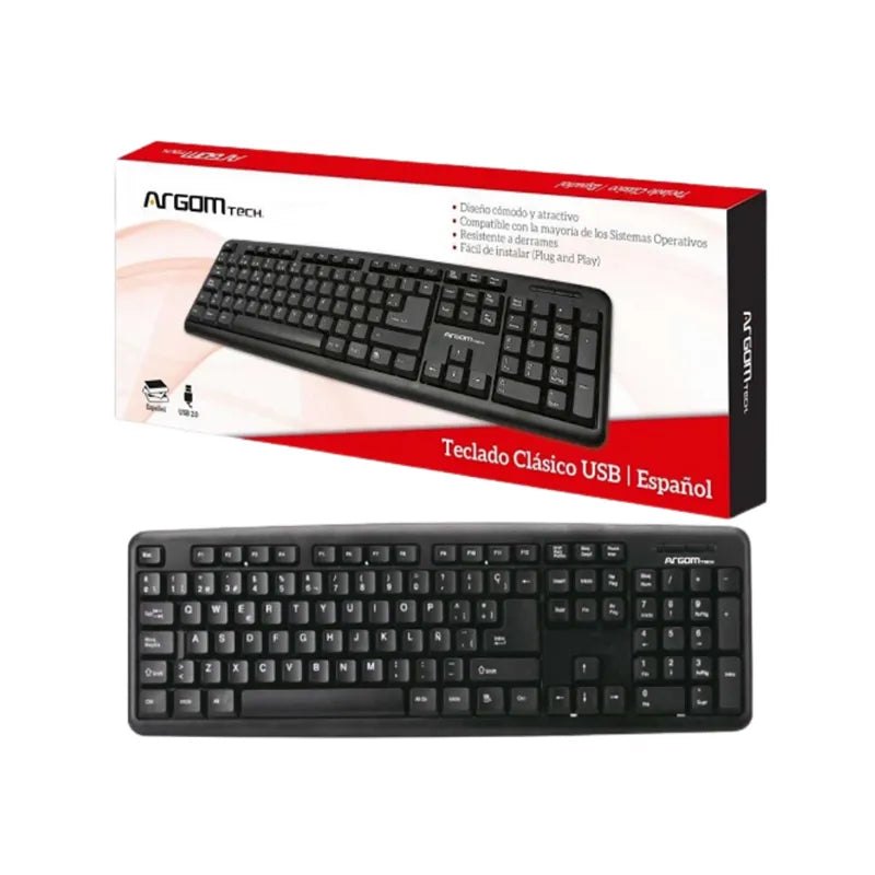 TECLADO ESPAÑOL CLÁSICO USB ARG-KB-7414
