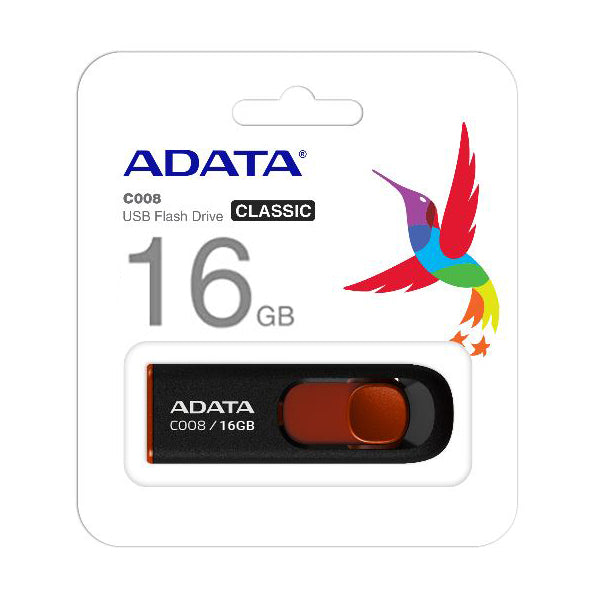 MEMORIA USB 16GB 2.0 ADATA AC008-16G-RKD BLACK+RED