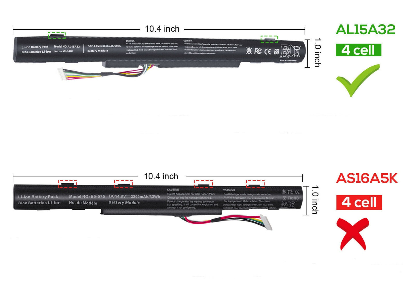 BATERIA ACER E5-473G E5-522 E5-532G E5-573G DE 4 CELDAS | AL15A32