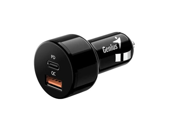 CARGADOR DE VEHICULO GENIUS PD-36AC-Car | 36W | 2 SALIDAS (CARGA RAPIDA)