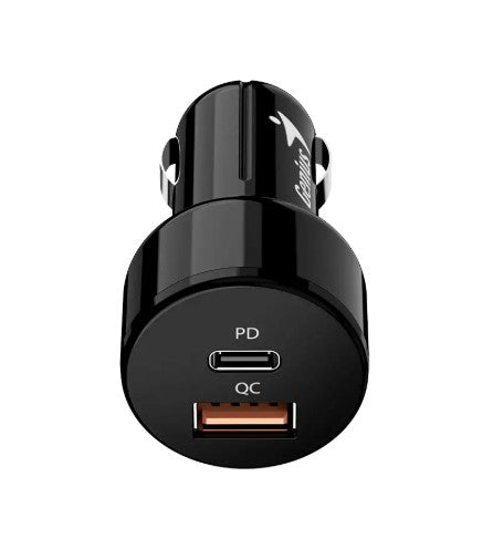 CARGADOR DE VEHICULO GENIUS PD-36AC-Car | 36W | 2 SALIDAS (CARGA RAPIDA)