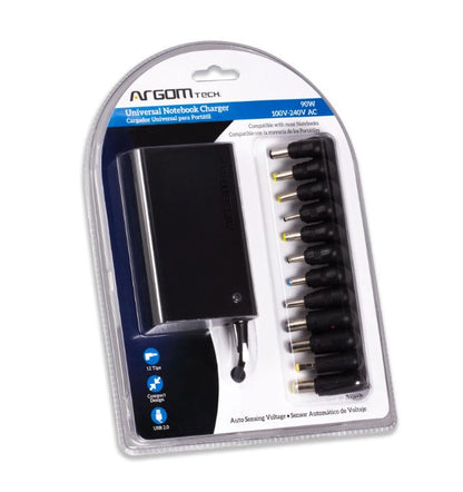 CARGADOR UNIVERSAL 90W ARGOM SLIM | 1 USB | ARG-C-0097