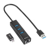 HUB USB SHARKOON SHARK 3-PORT USB 3.2 GEN 1 ALU HUB +RJ45 ETHERNET