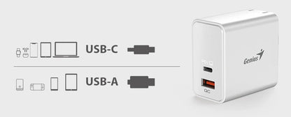 CARGADOR DE PARED GENIUS RS2 PD-65AC | 65W | 2 SALIDAS
