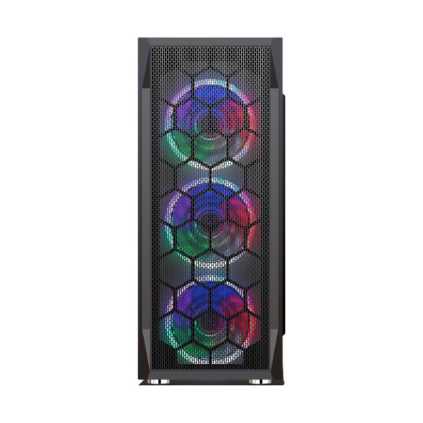 CASE GAMING RGB  EAGLE WARRIOR CG08Z3RA002C MID TOWER VENTILADORES 3 DE 120MM CON VIDRIO LATERAL Y MALLA FRONTAL NEGRO