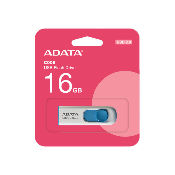 MEMORIA USB ADATA C008 | 16GB | USB 2.0 | WHITE+BLUE