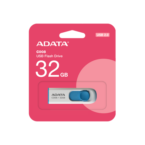 MEMORIA USB ADATA C008 | 32GB  | USB 2.0 |  WHITE+BLUE