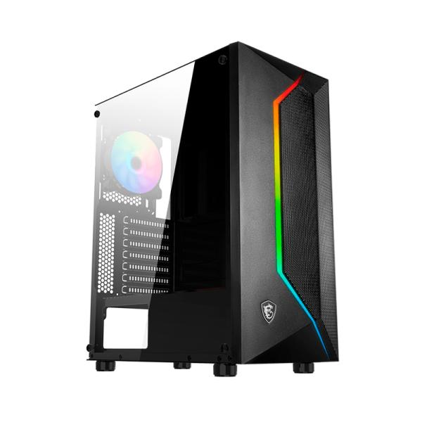 CASE RGB MSI MAG VAMPIRIC 100R MID TOWER VENTILADORES 2 DE 120MM CON VIDRIO LATERAL Y MALLA FRONTAL ILUMINADA 306-7G07R25-809 NEGRO NEGRO