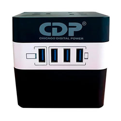REGULADOR DE VOLTAJE CDP RU-AVR604 600VA 300W 4 TOMAS 92?144 VCA 4 PUERTOS USB REGULACIÓN AUTOMÁTICA LEDS NEGRO / BLANCO