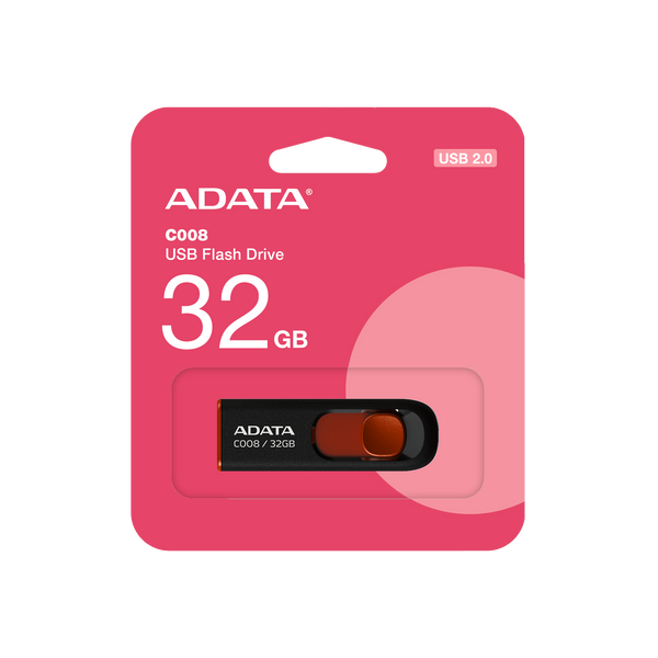 MEMORIA USB ADATA C008 | 32GB  | USB 2.0 | BLACK+RED