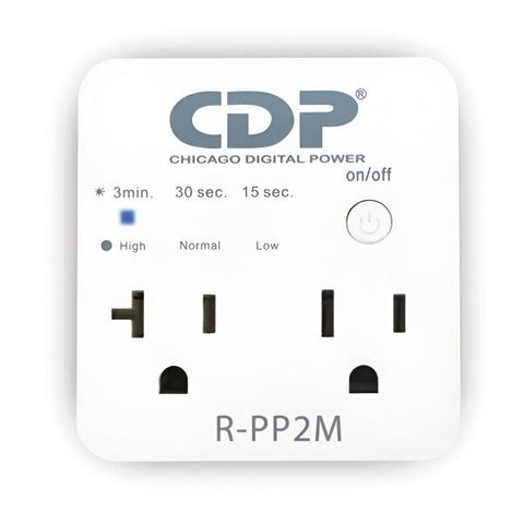 PROTECTOR DE VOLTAJE CDP R-PP2 1800W 2 TOMAS SUPRESIÓN DE SOBRECORRIENTE Y SOBRE VOLTAJE RETARDO DE ENERGÍA SELECCIONABLE BLANCO