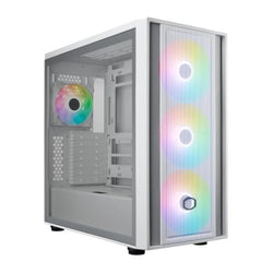 CASE GAMING RGB COOLER MASTER MASTERBOX 600 MID TOWER 3 VENTILADORES DE 140MM Y 1 DE 120MM CON VIDRIO LATERAL Y MALLA FRONTAL MB600-WGNN-S00 BLANCO