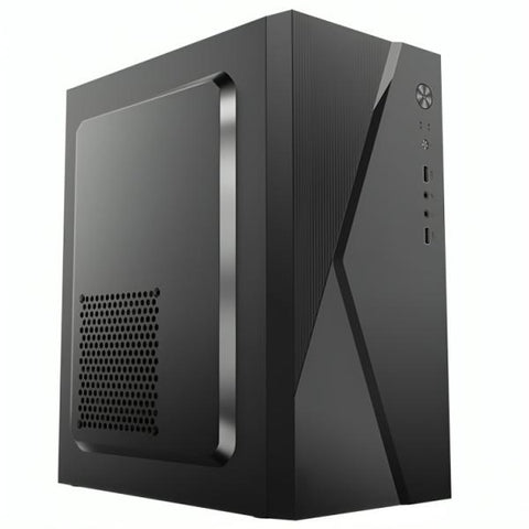 CASE CM04Q1RA001C MINI TOWER SIN VENTILACIÓN INCLUIDA CON PANEL LATERAL Y CON FUENTE DE PODER 600W NEGRO