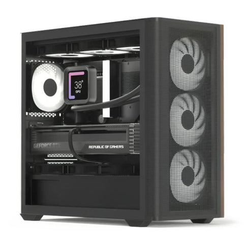 CASE GAMING RGB AEROCOOL D301A MINI TOWER VENTILADORES 4 DE 120MM CON VIDRIO LATERAL Y MALLA FRONTAL  D301A-G-BK-V2 NEGRO