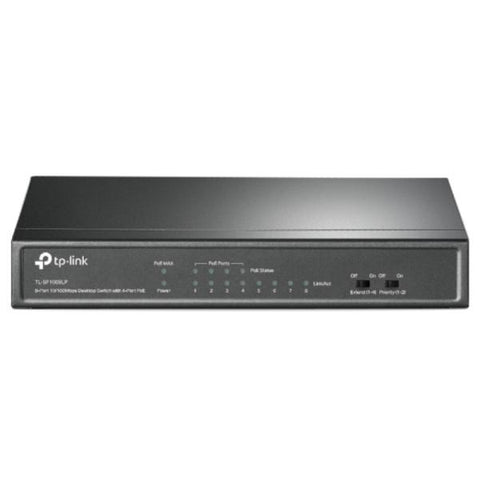 SWITCH TP LINK TL-SF1008LP(UN) 8 PUERTOS RJ45 / 4 PUERTOS POE 10/100 MBPS NO ADMINISTRABLE GRIS