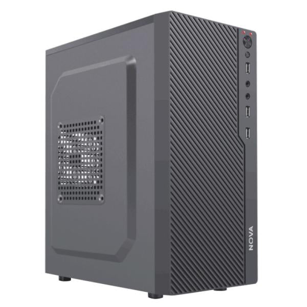 CASE NOVA CM04KTRA002C MINI TOWER SIN VENTILACIÓN INCLUIDA  CON PANEL LATERAL Y CON FUENTE DE PODER PE600RNF013C NEGRO