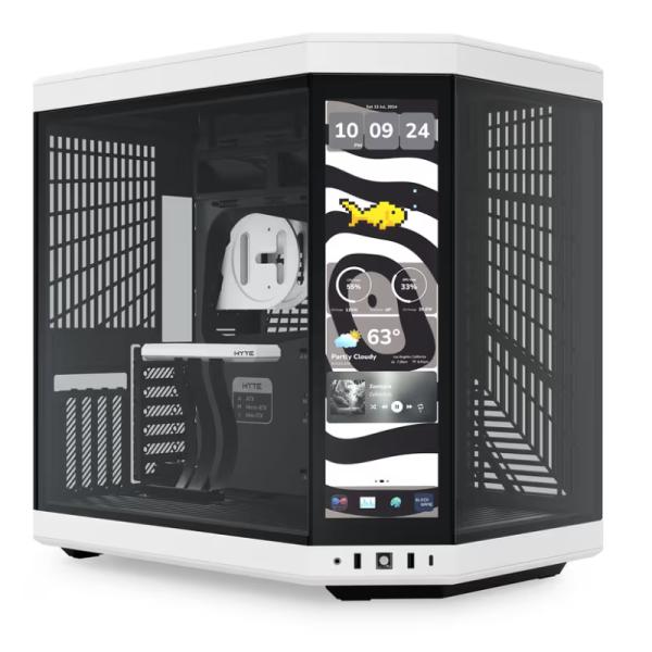 CASE HYTE Y70 TOUCH INFINITE TORRE MEDIA VIDRIO TEMPLADO CON PANTALLA TÁCTIL 14.9" GEN 3 CS-HYTE-Y70TTI-WB BLANCO/NEGRO