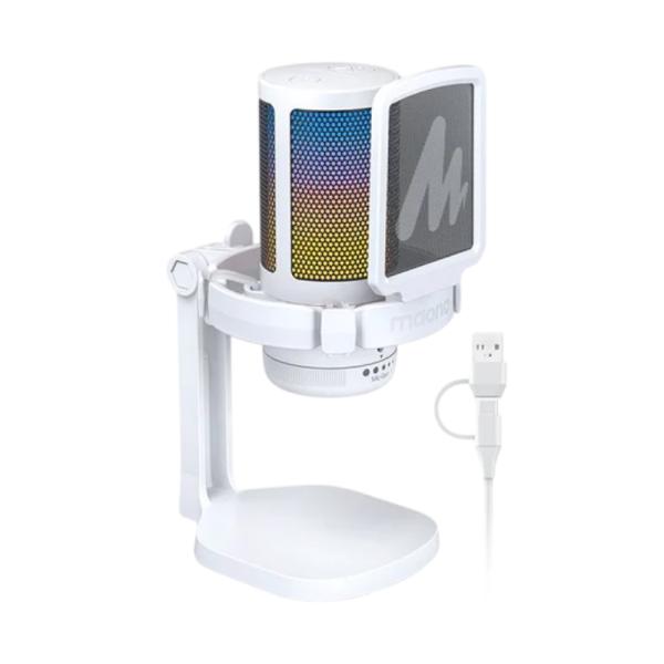 MICRÓFONO GAMING RGB MAONO DGM20 WHITE USB / USB-C CON CANCELACIÓN DE RUIDO BLANCO