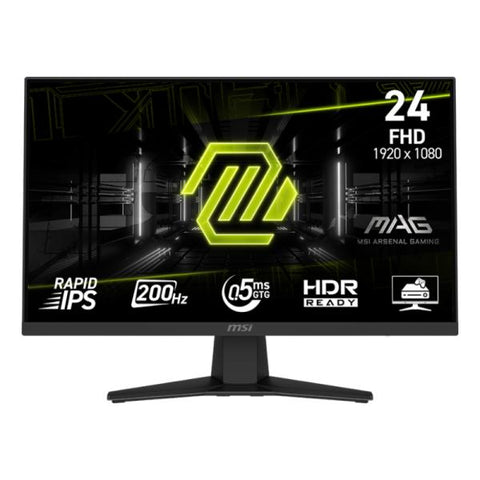 MONITOR GAMING MSI MAG 244F 23.8 PULG PLANO 1920 X 1080 200 HZ ANTI-GLARE HDMI Y DP 9S6-3BC41H-004 NEGRO NEGRO
