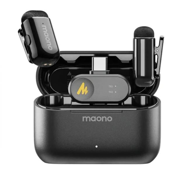 MICRÓFONO MAONO WM622 PC2 INALÁMBRICO LAVALIER CON RECEPTOR USB-C CANCELACIÓN DE RUIDO NEGRO