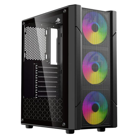 CASE EAGLE WARRIOR CG14ALRA001C MID TOWER VENTILADORES 3 DE 120MM CON VIDRIO LATERAL NEGRO