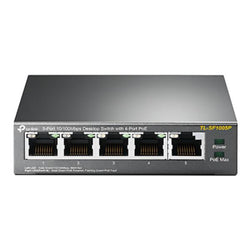 SWITCH TP LINK TL-SF1005P(UN) 5 PUERTOS RJ45 / 4 PUERTOS POE 10/100 MBPS NO GESTIONABLE GRIS