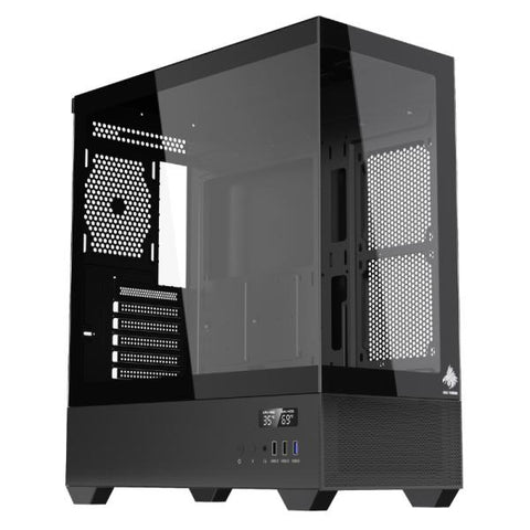 CASE EAGLE WARRIOR CG01TZRA001C MID TOWER SIN VENTILACION INCLUIDA CON VIDRIO TEMPLADO FRONTAL Y LATERAL SIN FUENTE CON PANTALLA DIGITAL NEGRO