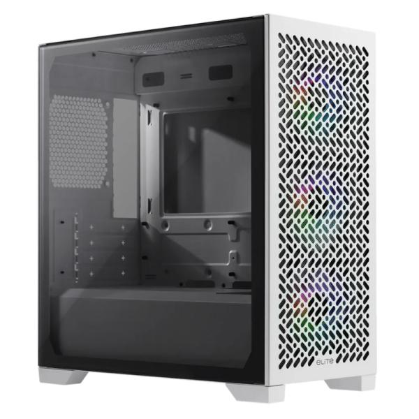 CASE RGB COOLER MASTER ELITE 302 WHITE MINI TOWER VENTILADORES 3 DE 120MM CON VIDRIO TEMPLADO LATERAL E302-WGNN-S00 BLANCO