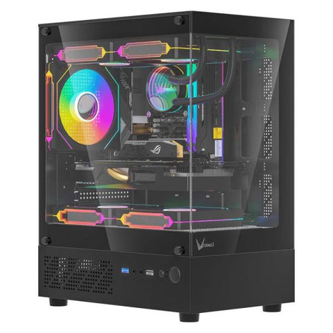 CASE ARGB FORMULA V LINE CRYSTAL Z1CM PLUS BLACK AR MINI TOWER VENTILADORES 3 DE 120 MM CON VIDRIO FRONTAL Y LATERAL 4711401663218 NEGRO