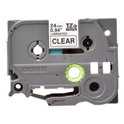 CINTA BROTHER TZE151G 24MM X 8M COMPATIBLE CON P-TOUCH NEGRA SOBRE TRANSPARENTE LAMINADA