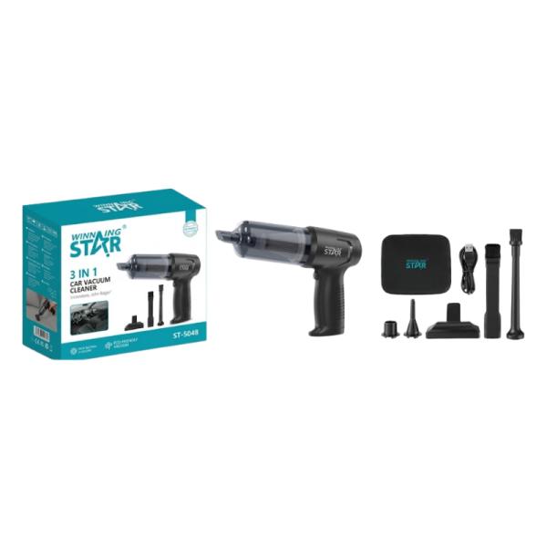 ASPIRADORA PARA AUTO WINNING STAR ST-5048 3 EN I XCQ-1554-WST-24-17137 NEGRO
