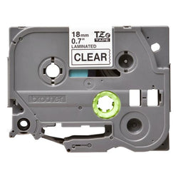 CINTA BROTHER TZE14G 18 MM NEGRO/TRANSPARENTE