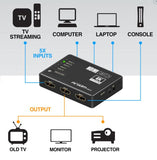 SWITCH ARGOM 5-PUERTO HDMI 4K HD ARG-AV-5125