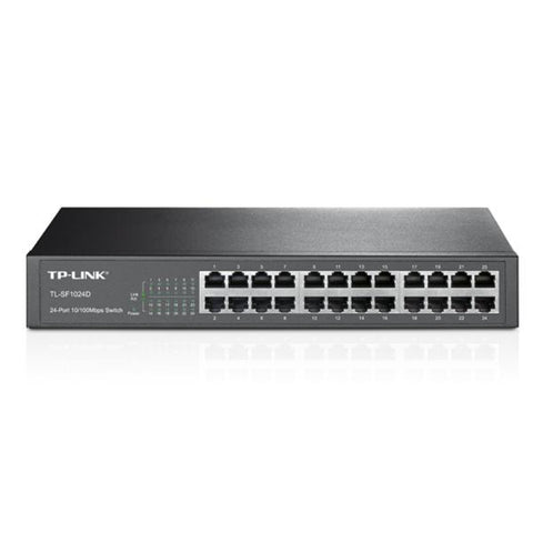 SWITCH TP LINK TL-SF1024D 24 PUERTOS FAST ETHERNET 10/100 MBPS NO ADMINISTRABLE NEGRO