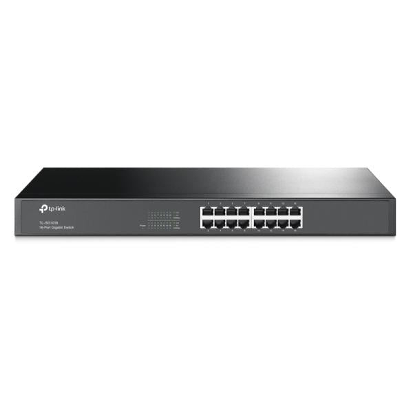 SWITCH TP LINK TL-SG1016 16 PUERTOS GIGABIT 10/100/1000 MBPS NO ADMINISTRABLE 19" NEGRO