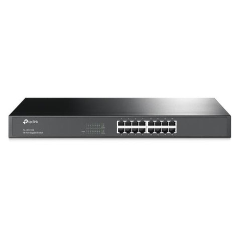 SWITCH TP LINK TL-SG1016 16 PUERTOS GIGABIT 10/100/1000 MBPS NO ADMINISTRABLE 19" NEGRO