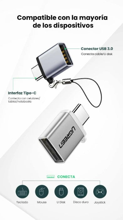 ADAPTADOR UGREEN US270 50283 | USB TIPO C MACHO A TIPO A HEMBRA |