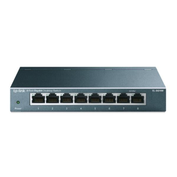 SWITCH TP LINK TL-SG108 8 PUERTOS GIGABIT 10/100/1000 MBPS NO ADMINISTRABLE AZUL