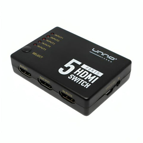 SWITCH UNNO TEKNO HB1203BK SWITCH HDMI 5 PUERTOS 4K 60HZ NO ADMINISTRABLE NEGRO