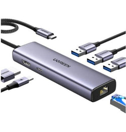 UGREEN CM512 REVODOK 6 EN 1 | USB-C / HDMI 4K /RJ45 GIGABIT PD100W